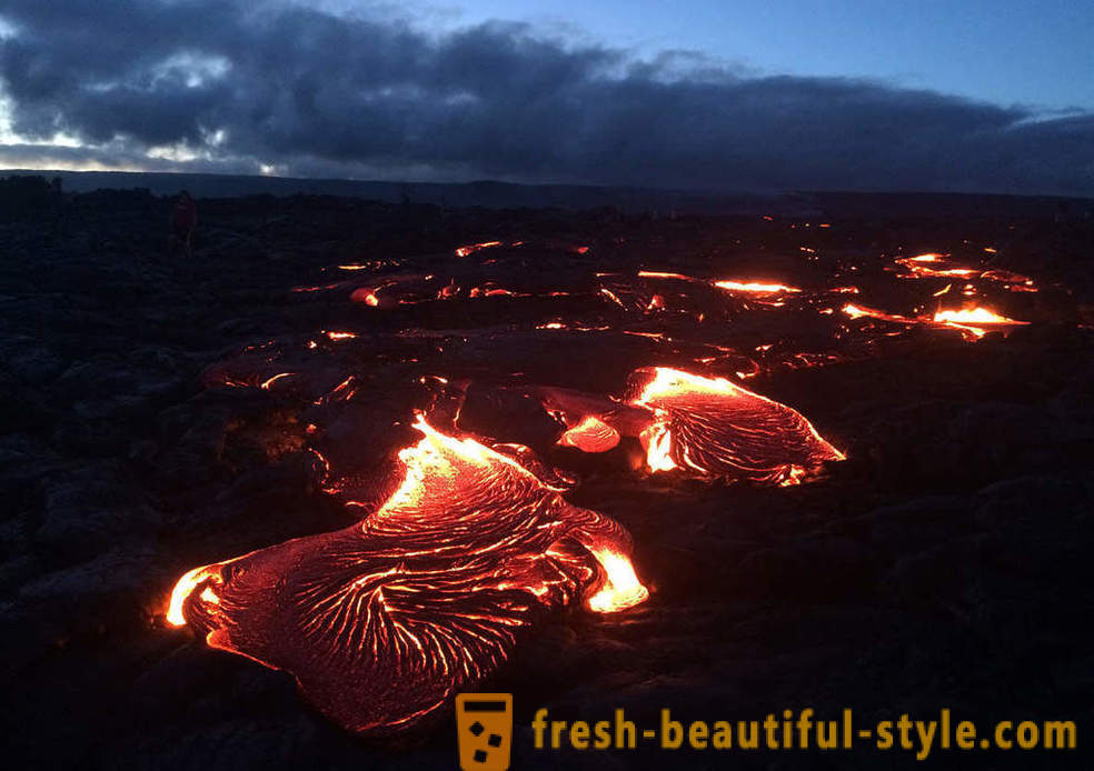 Flujos de lava volcánica de Kilauea Hawaii