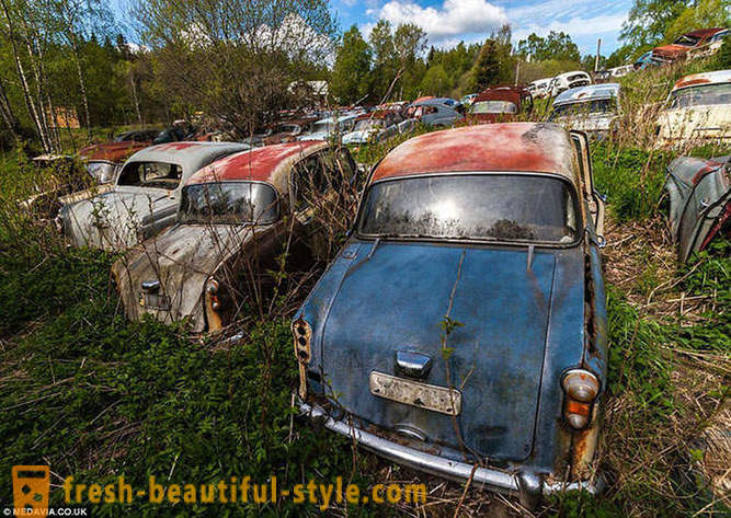Cementerio de coches en Suecia